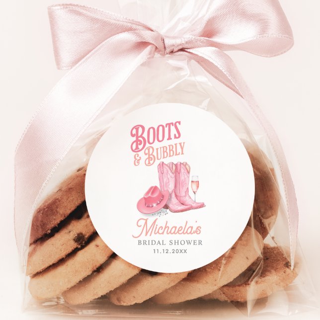 Adesivo Boots & Bubble Western Cowgirl Chá de panela rosa (Criador carregado)