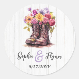 Adesivo Boots & Casamento de madeira com Fazenda Floral de