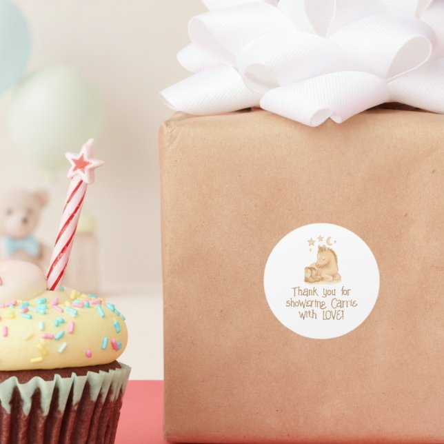 Adesivo Boots do Cowboy e Chá de fraldas do Foto (Sweet cowboy baby boots and foal thank you sticker)