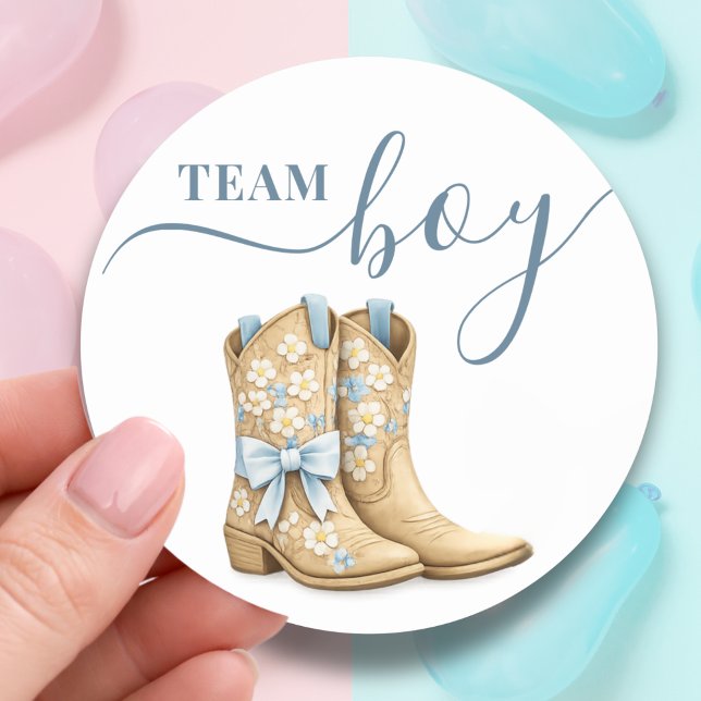 Adesivo Boots or Bows Gender Reveal Blue Team Boy (Criador carregado)