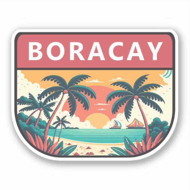 Adesivo Boracay Filipinas Retro Emblem (Frente)