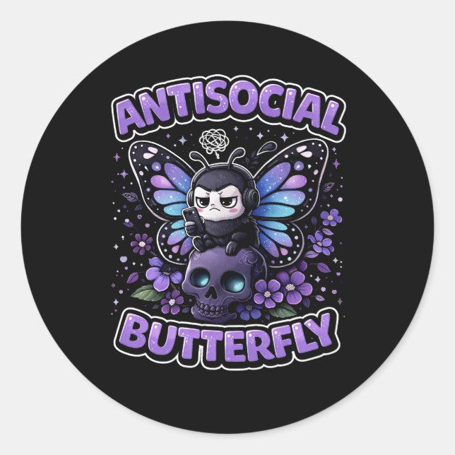 Adesivo Borboleta Antissocial (Frente)