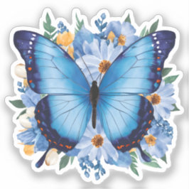 Adesivo Borboleta Azul Graciosa em Floral