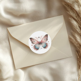 Adesivo Borboleta Boho em Aquarela Rosa e Azul