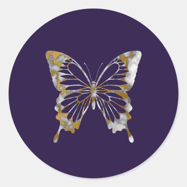 Adesivo Borboleta branca Elegante e borboleta Dourada (Frente)