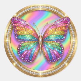 Adesivo Borboleta Brilhante Arco-íris de Luxo