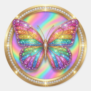 Adesivo Borboleta Brilhante Arco-íris de Luxo