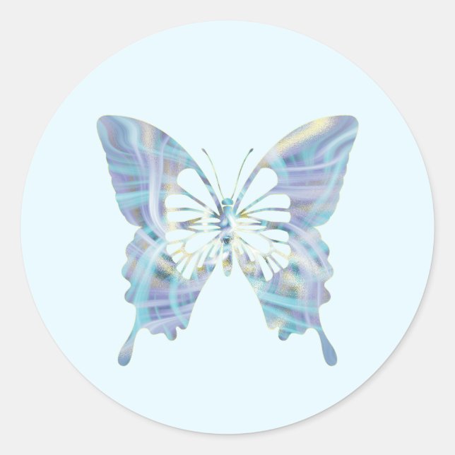 Adesivo Borboleta clara azul brilhante e amarela (Frente)