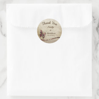 Adesivo Borboleta com Lace e Casamento Antiquado Obrigado
