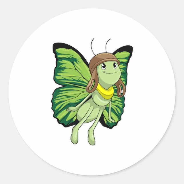 Adesivo Borboleta como piloto com chapéu piloto (Frente)