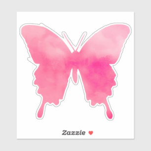 Adesivo Borboleta de Aquarela - Fuchsia e Pastel Rosa
