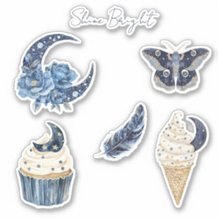 Adesivo Borboleta de Cone de Sorvete de Cupcake da Lua Flo