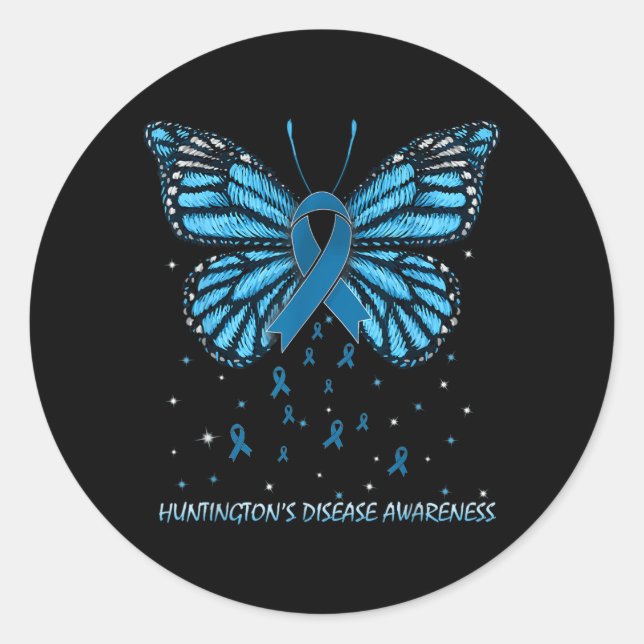 Adesivo Borboleta de Conscientização da Doença de Huntingt (Frente)