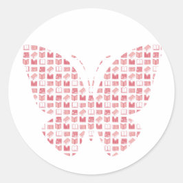 Adesivo Borboleta de Leitura e Escrevendo de Livros Rosa