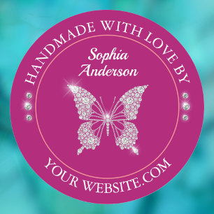 Adesivo Borboleta Diamante, Feita À Mão Com Amor, Profundo