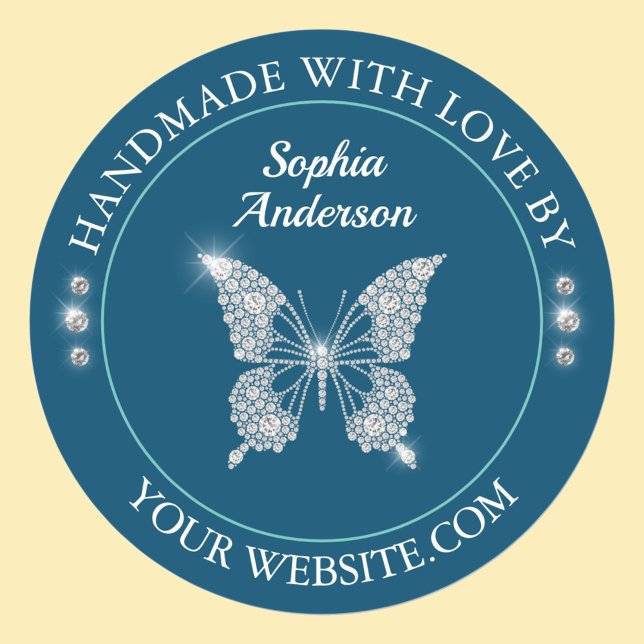 Adesivo Borboleta Diamante, Feita À Mão Com Azul Oceânico (Criador carregado)