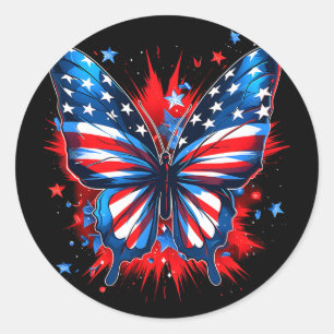 Adesivo Borboleta do Dia 4 de Julho Bandeira dos EUA Mulhe