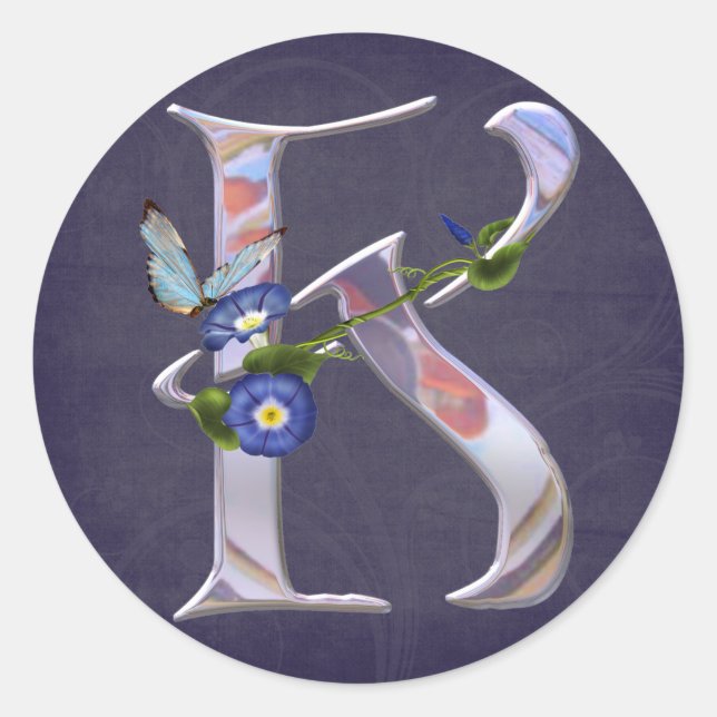 Adesivo Borboleta do precioso inicial K (Frente)