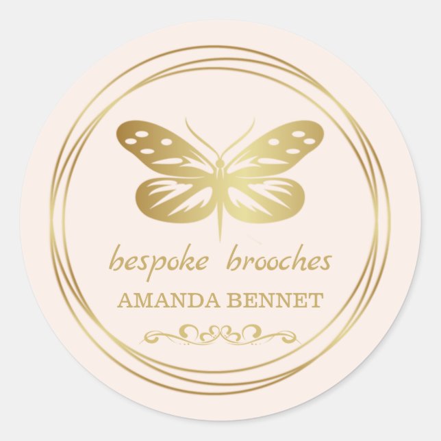 Adesivo borboleta Dourada, designer de armação em círculo (Frente)