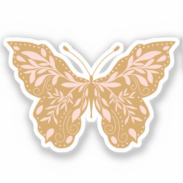 Adesivo Borboleta Dourada e rosa elegante (Frente)