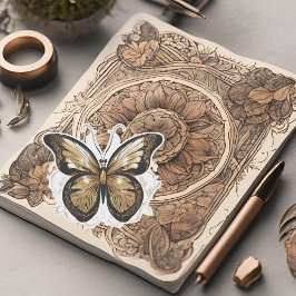 Adesivo Borboleta Dourada em Voo