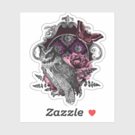 Adesivo Borboleta E Flores De Coruja Escura - Gótica