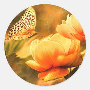 Adesivo Borboleta e flores do vintage