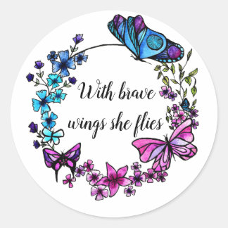 Adesivo Borboleta e Flowers Wreath