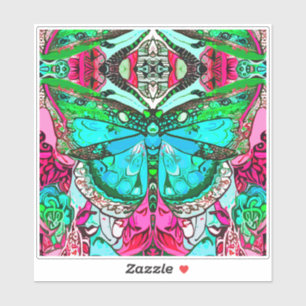 Adesivo Borboleta e Medallion Batik Padrões em Turquesa