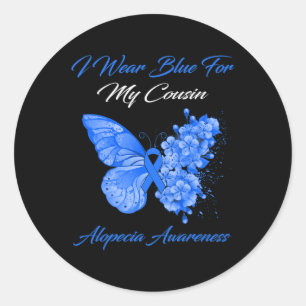 Adesivo Borboleta Eu Visto Azul Para Meu Primo Alopecia