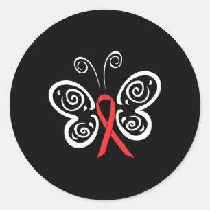 Adesivo Borboleta Fita Vermelha Câncer de Sangue Hiv Aids