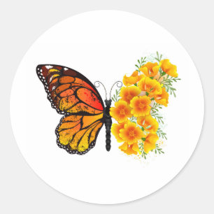 Adesivo Borboleta Flor com Papagaio Amarelo da Califórnia