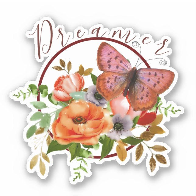 Adesivo Borboleta floral personalizada (Frente)
