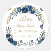 Borboleta Floral Tiara Azul Dourada Quinceañera