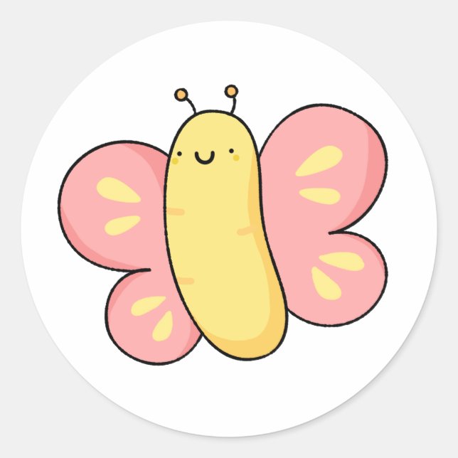 Adesivo Borboleta Kawaii Cute (Frente)