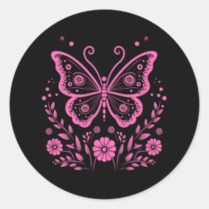 Adesivo Borboleta Monarca Flor Exótico Cancer da Mama Awar