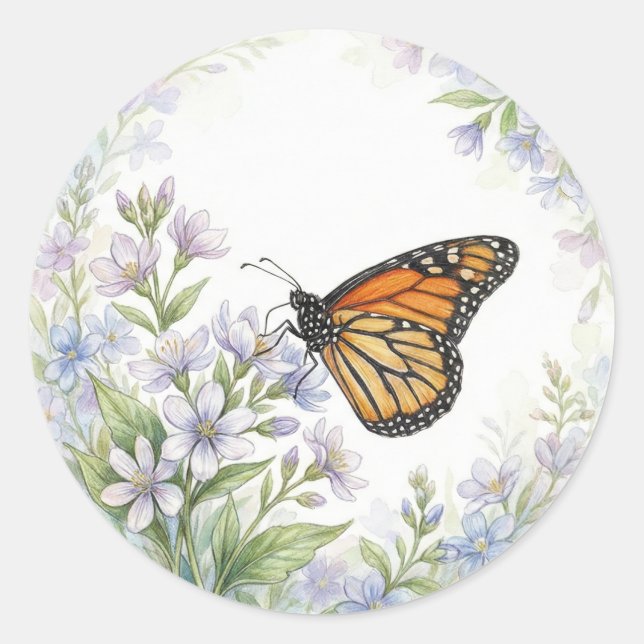 Adesivo Borboleta Monarca Floral Realista (Frente)