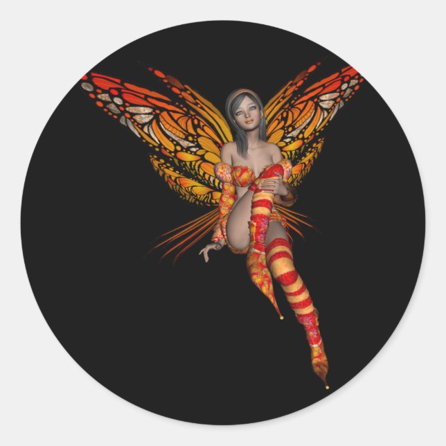 Adesivo Borboleta Monarca Laranja 3D Pixie - Fada 1 (Frente)