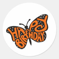 Borboleta Monarca Negra e Laranja Feliz Aniversári