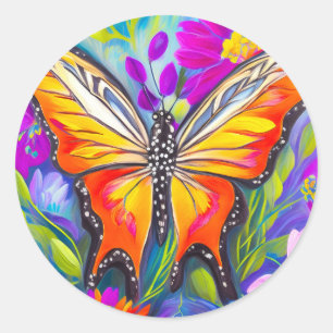 Adesivo Borboleta num campo de flores