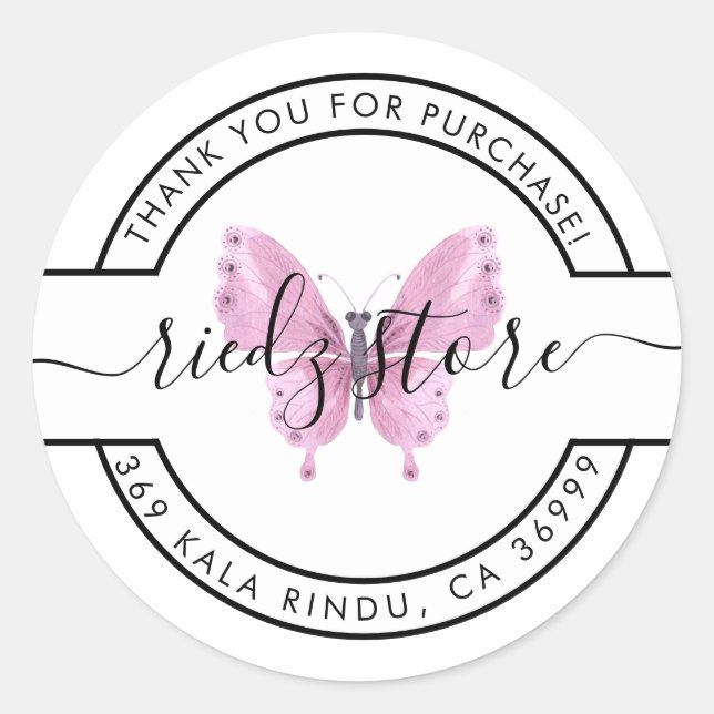 Adesivo Borboleta Obrigado Compre (Frente)