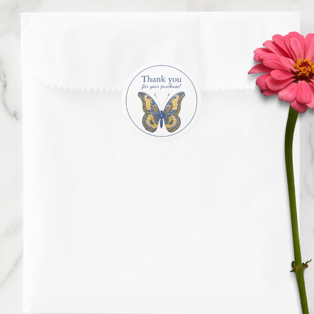 Adesivo Borboleta Obrigado pela sua compra (Criador carregado)
