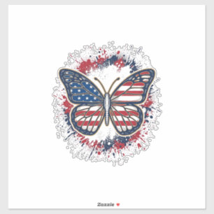 Adesivo Borboleta Patriótica Desenho Vetorial de Gravura V