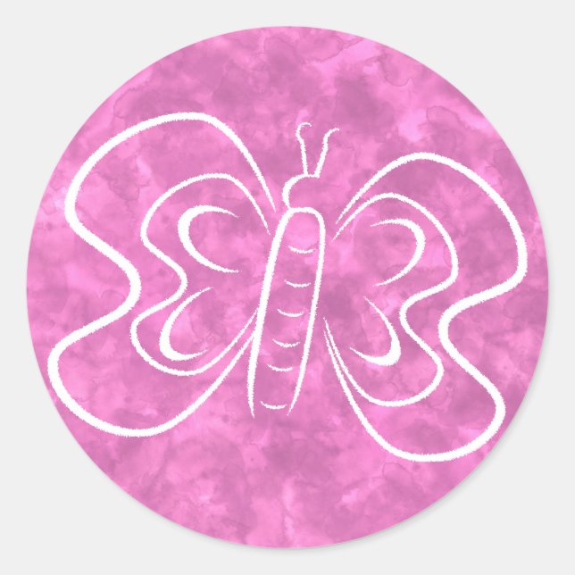 Adesivo Borboleta Rosa Aquarela Personalizada (Frente)