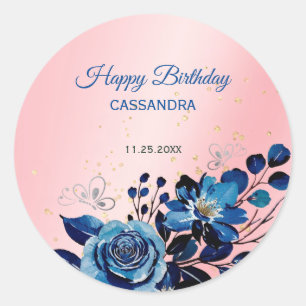 Adesivo Borboleta Rosa de marinho Dourada Glitter Rosa Ros