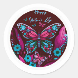 Adesivo borboleta rosa Dias de as mães felizes