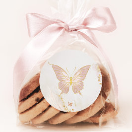 Adesivo Borboleta rosa Dourada