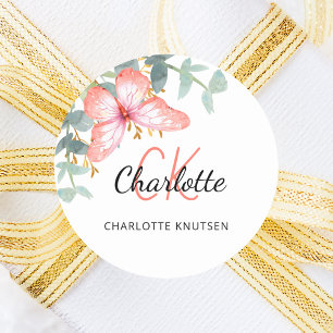 Adesivo Borboleta rosa dourado verde agradecimento