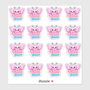 Adesivo Borboleta Rosa Kawaii Recompensa de Aluno Bem Feit