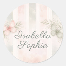 Borboleta Rosa Sage Baby em Flor Watercolor